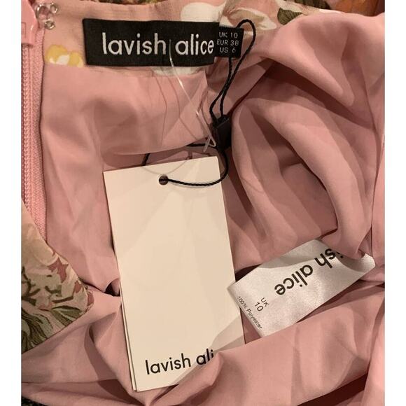 LAVISH ALICE Floral Long Sleeve Open Back Chiffon Minidress Size US/6 - Picture 7 of 10